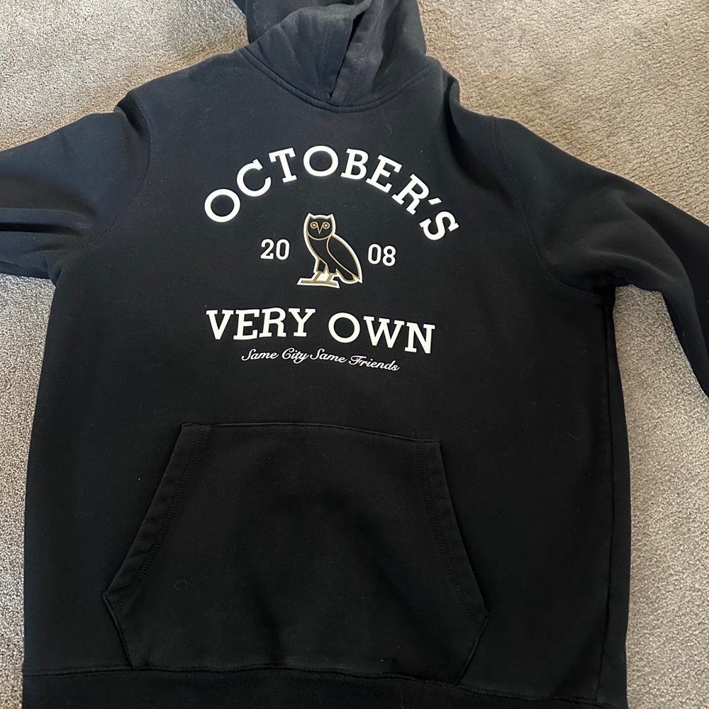 OVO Black Hoodie with White and Gold Logo